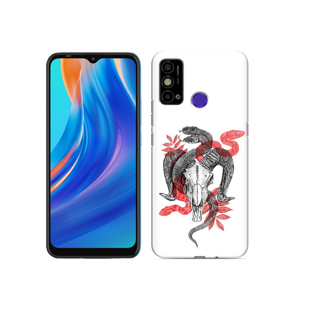 

Чехол MyPads Tocco для Tecno Spark Go змея в черепе рисунок, Прозрачный, Tocco
