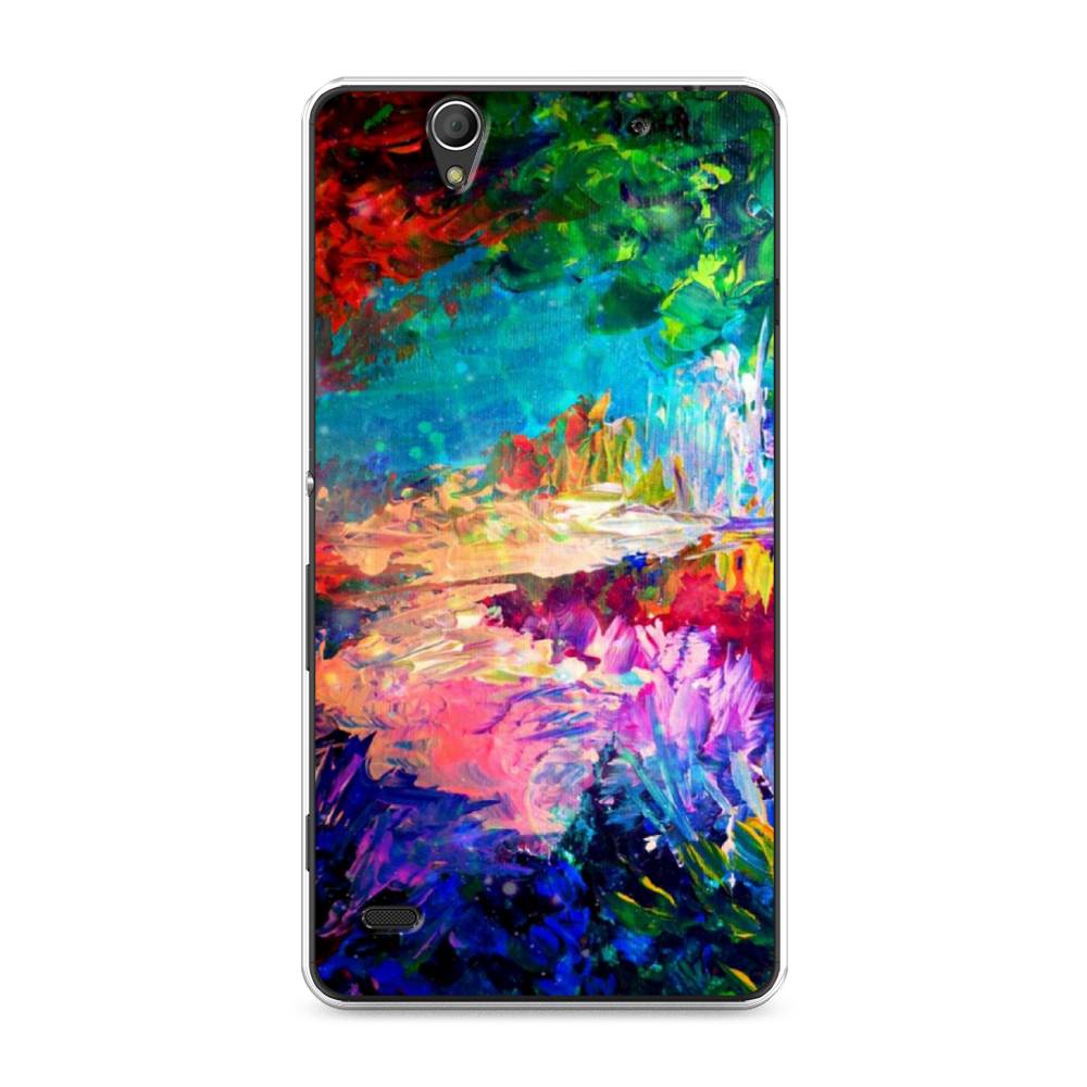 

Чехол на Sony Xperia C4 "Лес-гуашь", Синий;розовый;зеленый, 52650-4