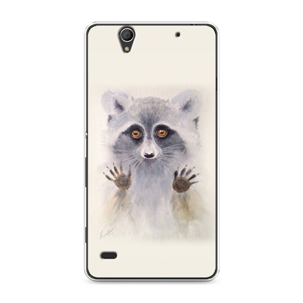 

Чехол на Sony Xperia C4 "Енот за стеклом", Бежевый;серый, 52650-4