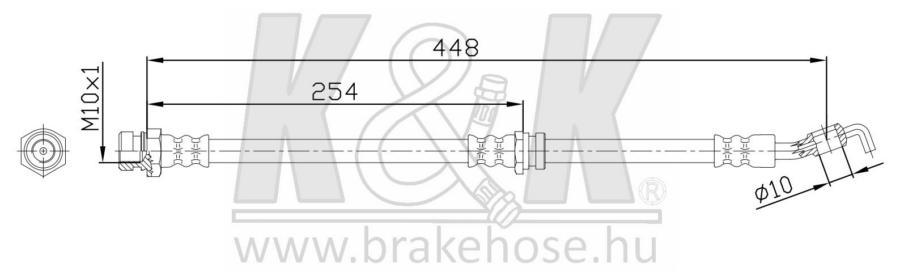 

K K FT0305 Шланг тормозной передн KIA: RIO II 1.4 16V/1.5 CRDI/1.6 16V 05-