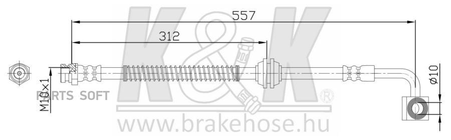 

K K FT0306 Шланг тормозной передн прав KIA: CARNIVAL 2.5 V6/2.9 TD/CRDI 99-