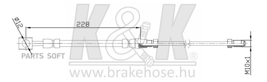 

K K FT0354 Шланг тормозной задн прав AUDI: A3 1.6/1.8/1.8 T, 96-