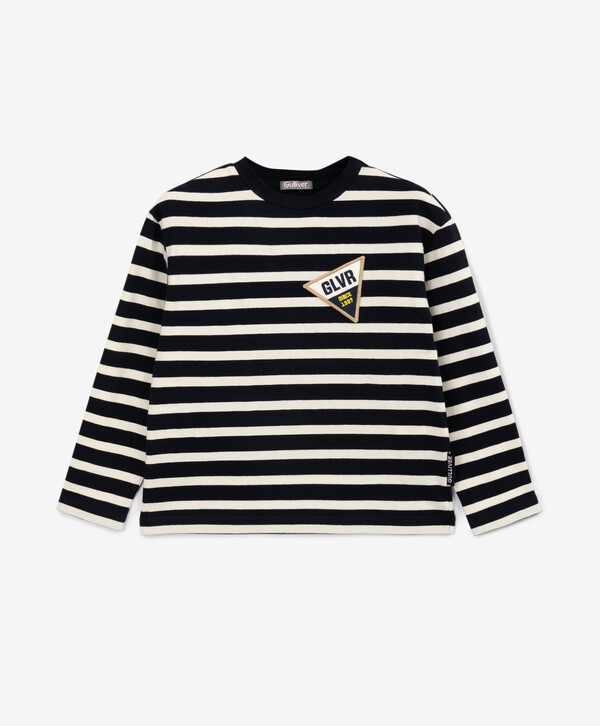 

Лонгслив трикотажный с налокотниками в полоску синий Gulliver, 116, 22405BMC1202, 22405BMC1202