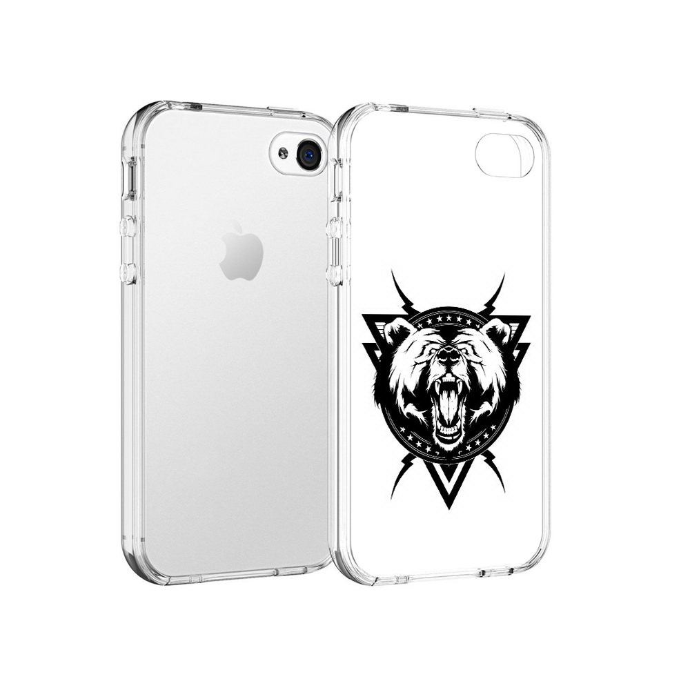 

Чехол MyPads Tocco для Apple iPhone 4 медведь в треугольнике, Прозрачный, Tocco