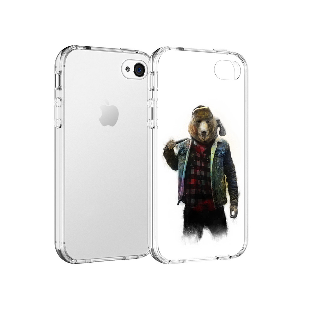 

Чехол MyPads Tocco для Apple iPhone 4 медведь с топором, Прозрачный, Tocco
