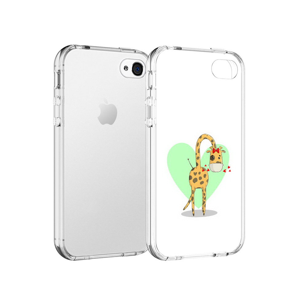 

Чехол MyPads Tocco для Apple iPhone 4 Влюбленный жираф 14 февраля, Прозрачный, Tocco