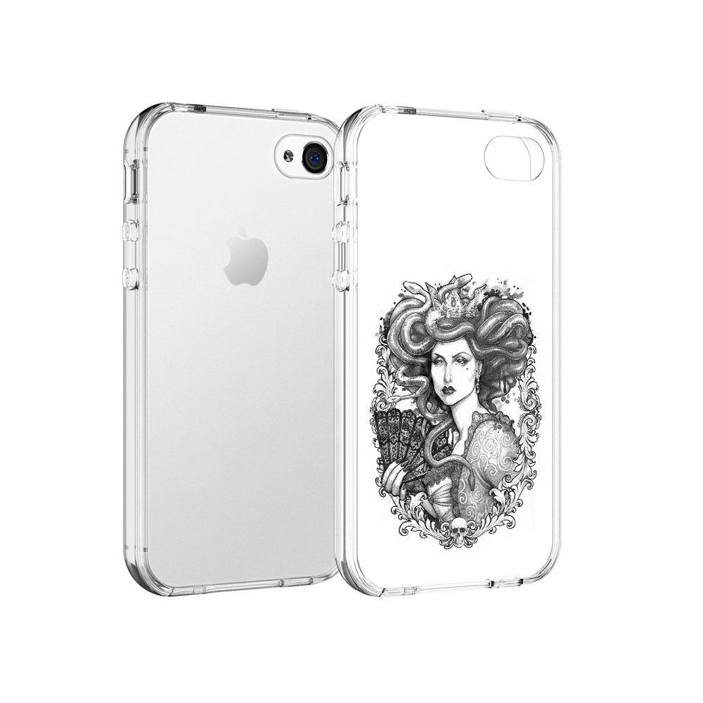 

Чехол MyPads Tocco для Apple iPhone 4 медуза черно белый, Прозрачный, Tocco