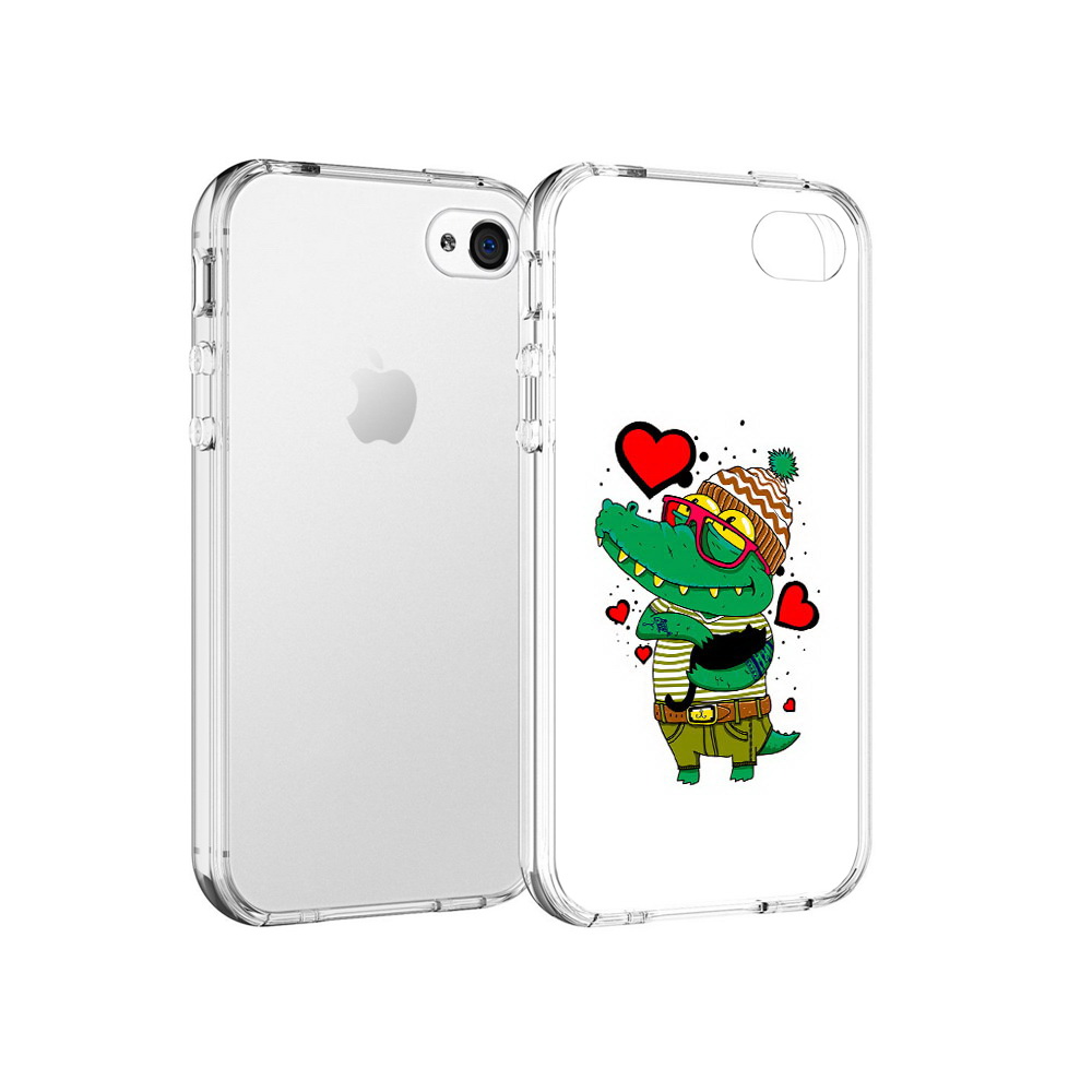 

Чехол MyPads Tocco для Apple iPhone 4 Влюбленный крокодил, Прозрачный, Tocco