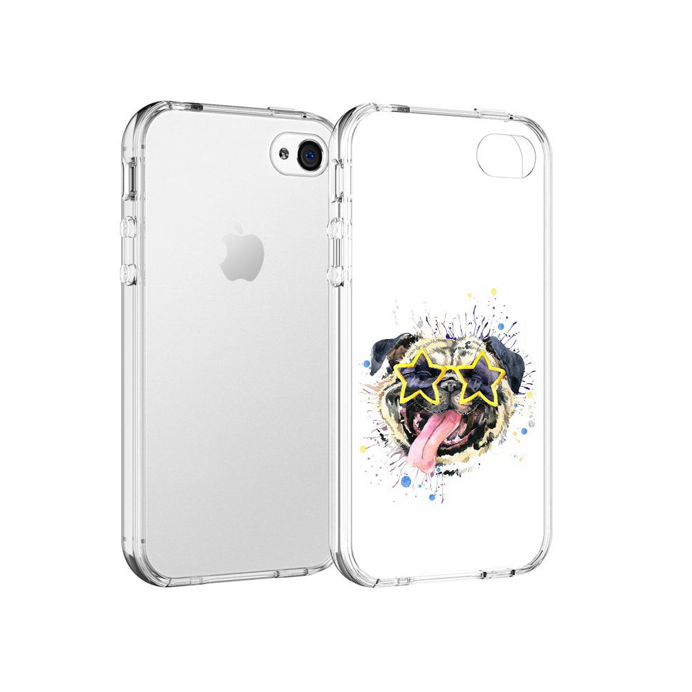 

Чехол MyPads Tocco для Apple iPhone 4 мопс боксер, Прозрачный, Tocco