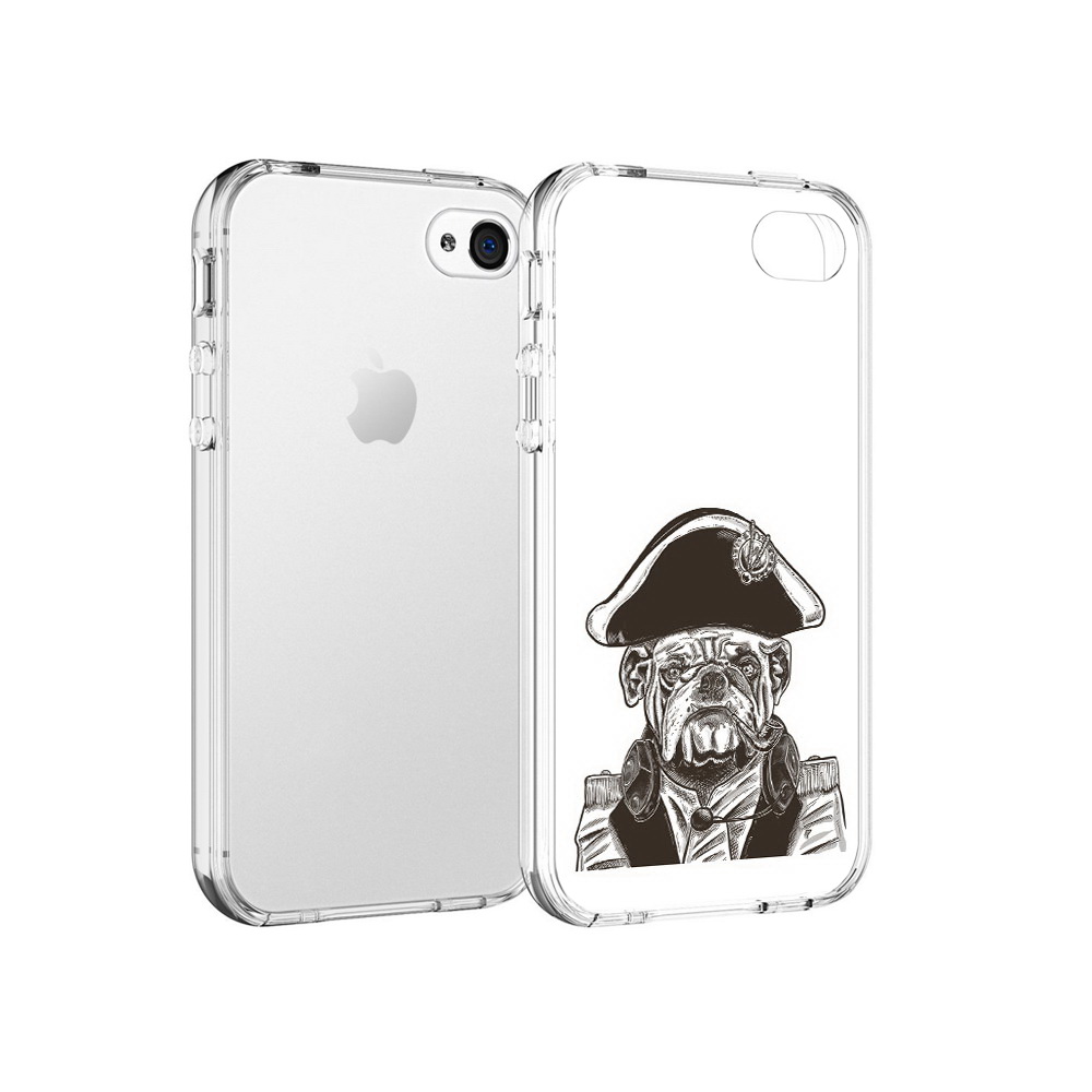 

Чехол MyPads Tocco для Apple iPhone 4 мопс генерал, Прозрачный, Tocco