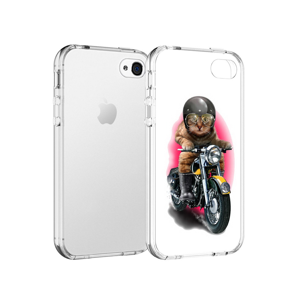 

Чехол MyPads Tocco для Apple iPhone 4 мото-кот, Прозрачный, Tocco