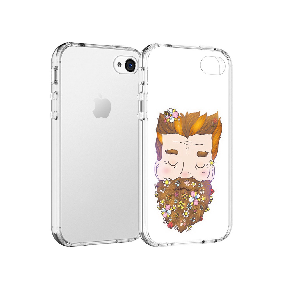 

Чехол MyPads Tocco для Apple iPhone 4 мужчина с цветами в бороде, Прозрачный, Tocco