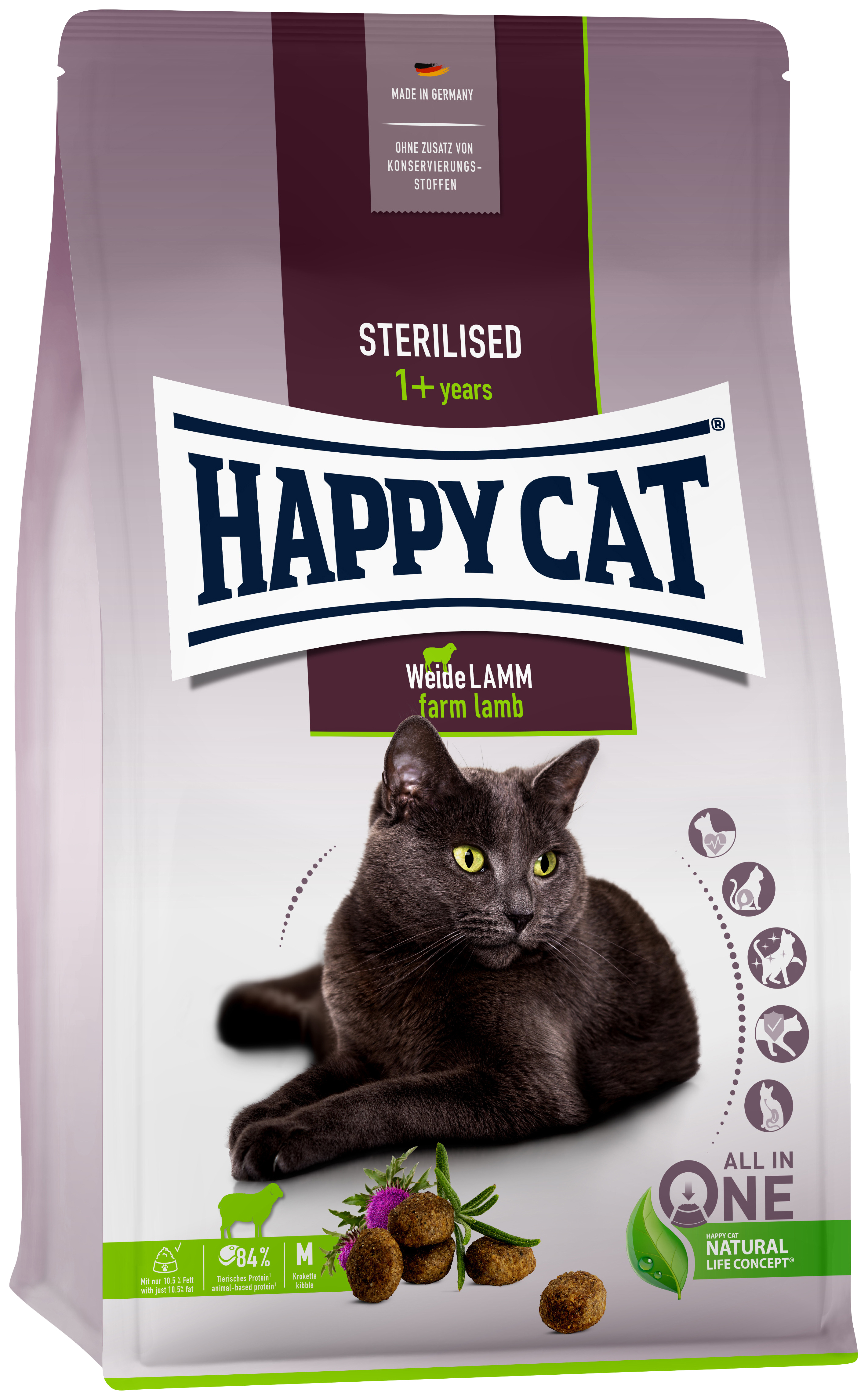 

HAPPY CAT HAPPY CAT ADULT STERILISED для взрослых кастрированных котов и стерилизованных к