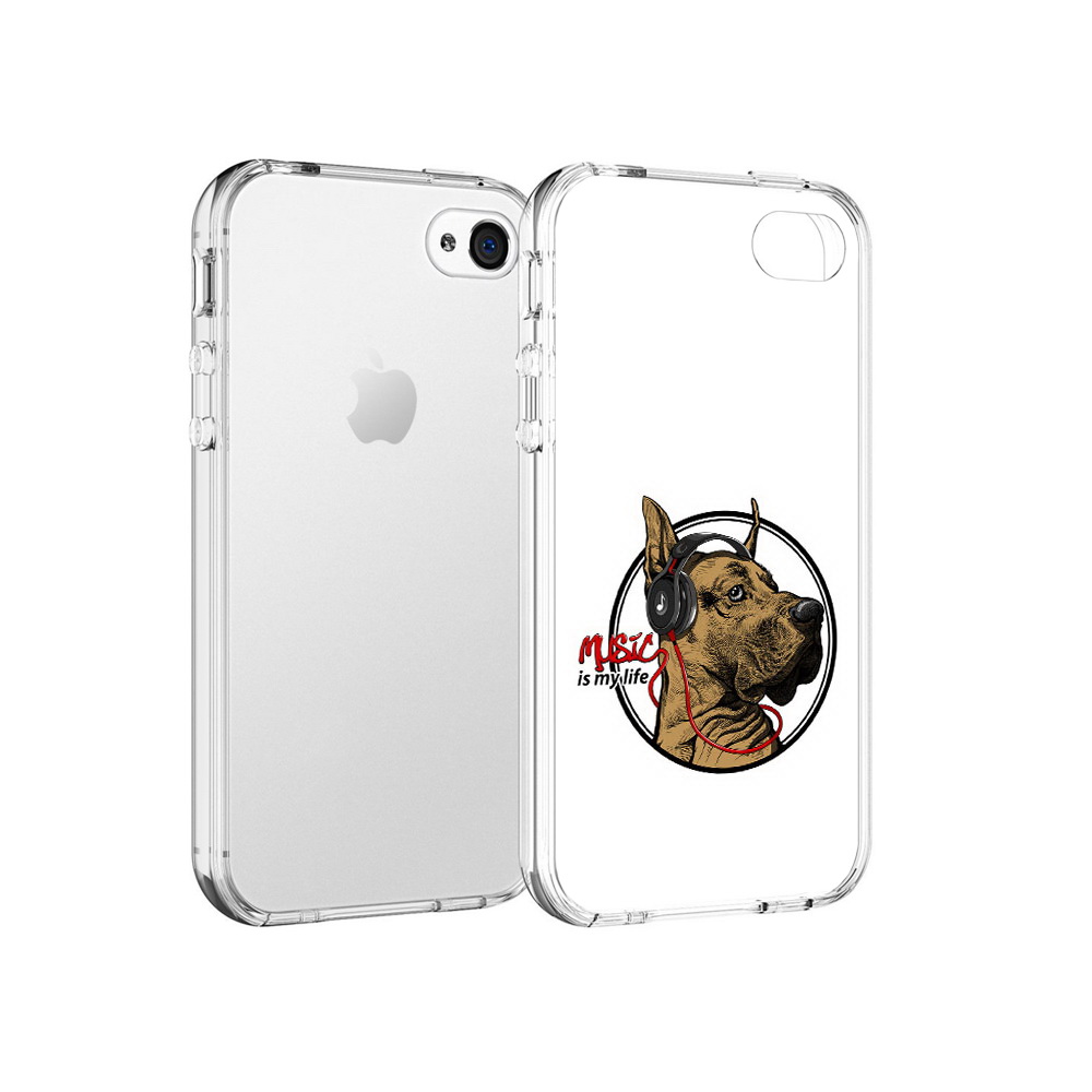 

Чехол MyPads Tocco для Apple iPhone 4 музыкальная собака, Прозрачный, Tocco