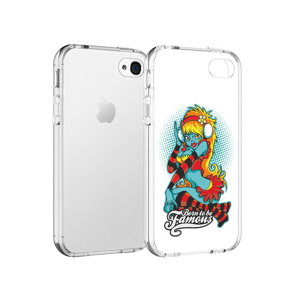 

Чехол MyPads Tocco для Apple iPhone 4 нарисованная девушка в наушниках, Прозрачный, Tocco
