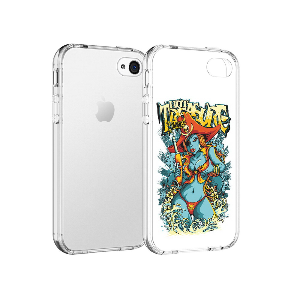 

Чехол MyPads Tocco для Apple iPhone 4 нарисованная синяя девушка комикс, Прозрачный, Tocco