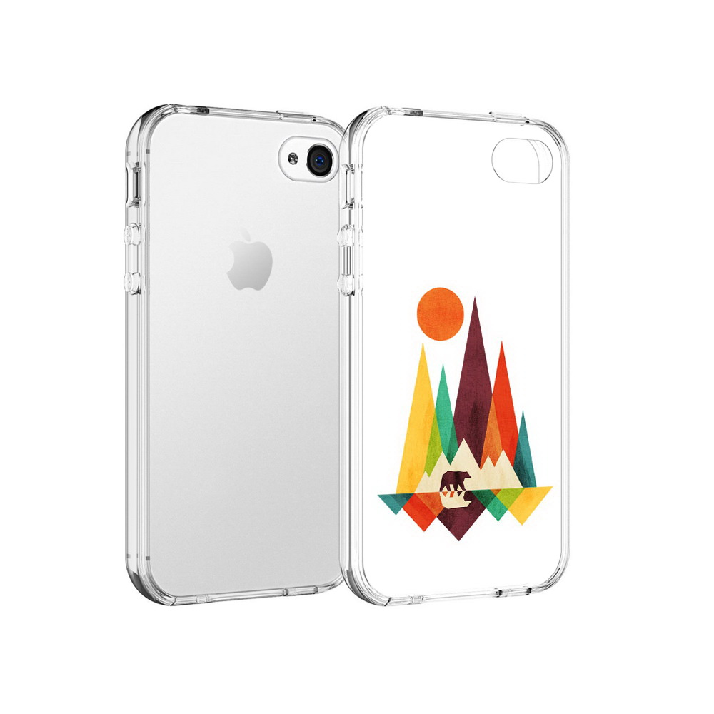 

Чехол MyPads Tocco для Apple iPhone 4 нарисованные горы с медведем, Прозрачный, Tocco
