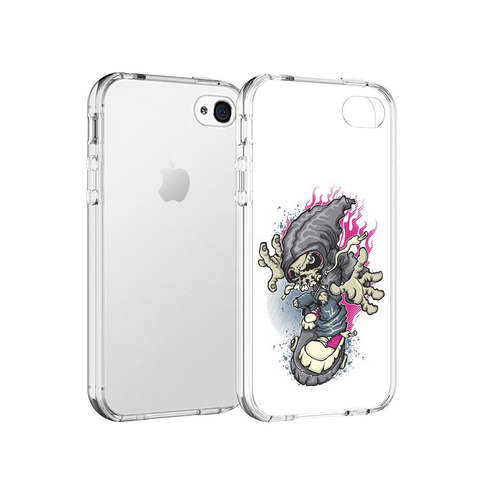 фото Чехол mypads tocco для apple iphone 4 нарисованный скелет на скейт борде