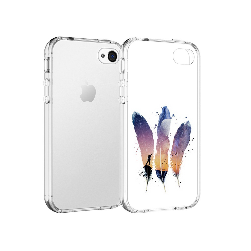 

Чехол MyPads Tocco для Apple iPhone 4 небесные перья, Прозрачный, Tocco