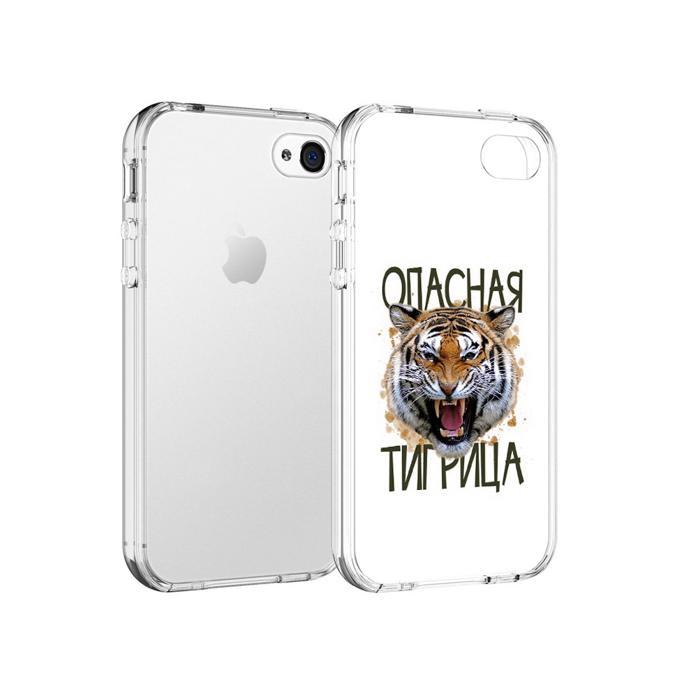 

Чехол MyPads Tocco для Apple iPhone 4 опасная тигрица, Прозрачный, Tocco
