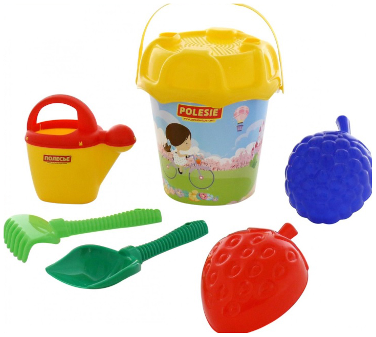 

Набор №598 (ведро больш, ситечко, лопата, грабли, формочки, лейка) ПОЛЕСЬЕ