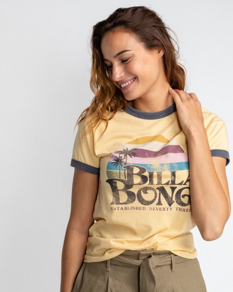 фото Футболка женская billabong sunriser желтая xs