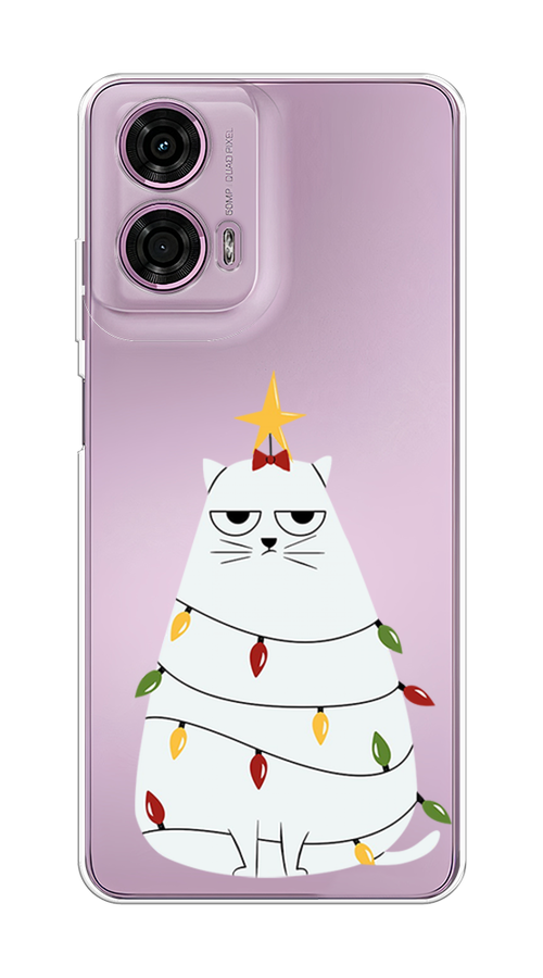 

Чехол на Motorola Moto G24 "Котик в гирлянде", Белый;красный;желтый, 243850-1