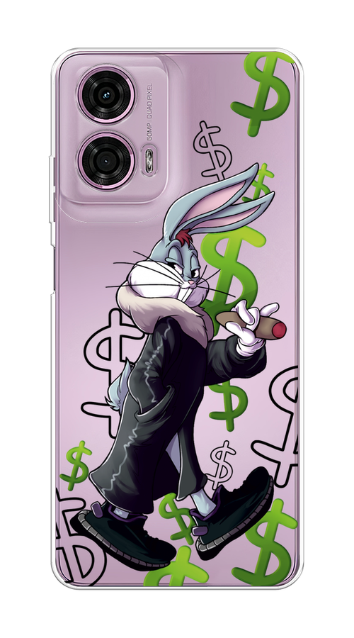 

Чехол на Motorola Moto G24 "Rich Bugs Bunny", Зеленый;черный;голубой, 243850-1