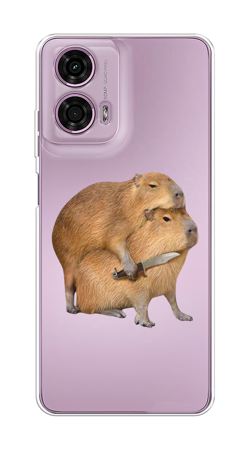 

Чехол на Motorola Moto G24 "Капибара с ножом", Бежевый, 243850-1