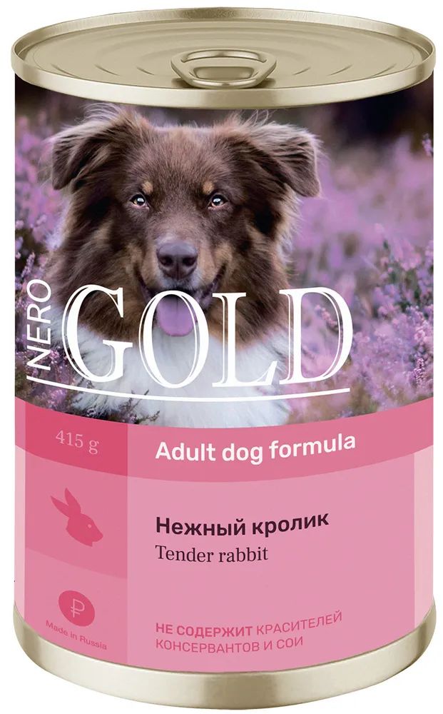 

Консервы для собак NERO GOLD ADULT DOG TENDER RABBIT с нежным кроликом, 415 г