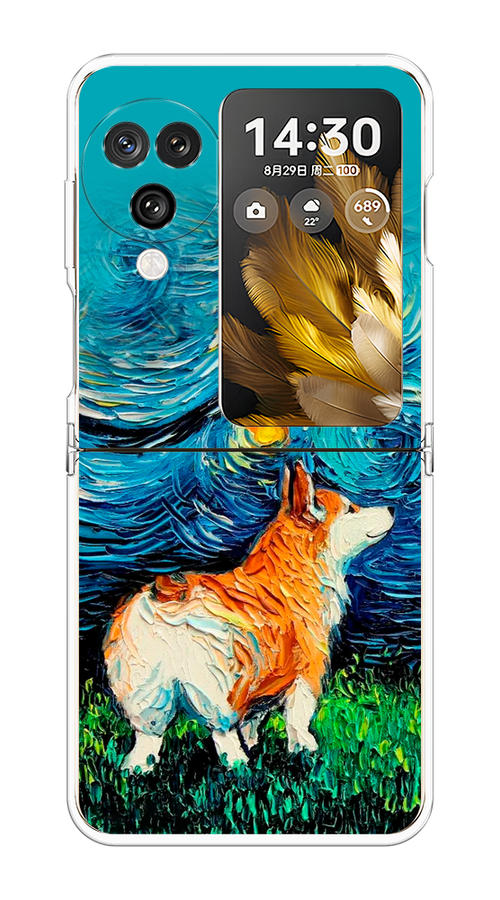 

Чехол на Oppo Find N3 Flip "Корги звёздная ночь", Коричневый;белый;зеленый, 2517250-1