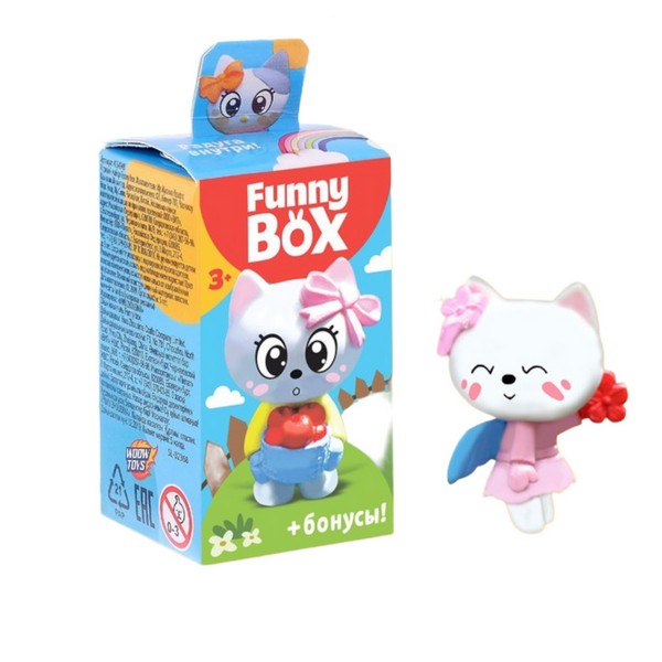 фото Фигурка woow toys funny box котик радуга, инструкция, наклейки