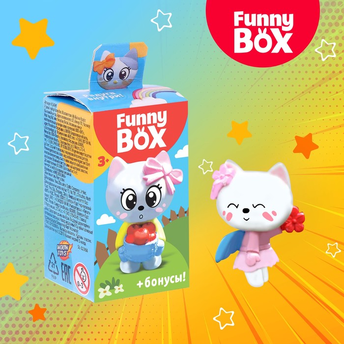 фото Фигурка woow toys funny box котик радуга, инструкция, наклейки