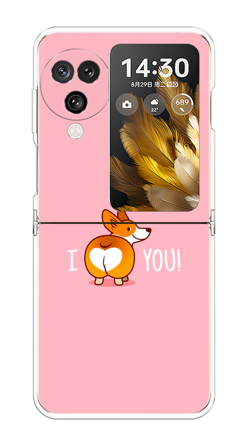 

Чехол на Oppo Find N3 Flip "Корги I love you", Розовый;коричневый;белый, 2517250-1