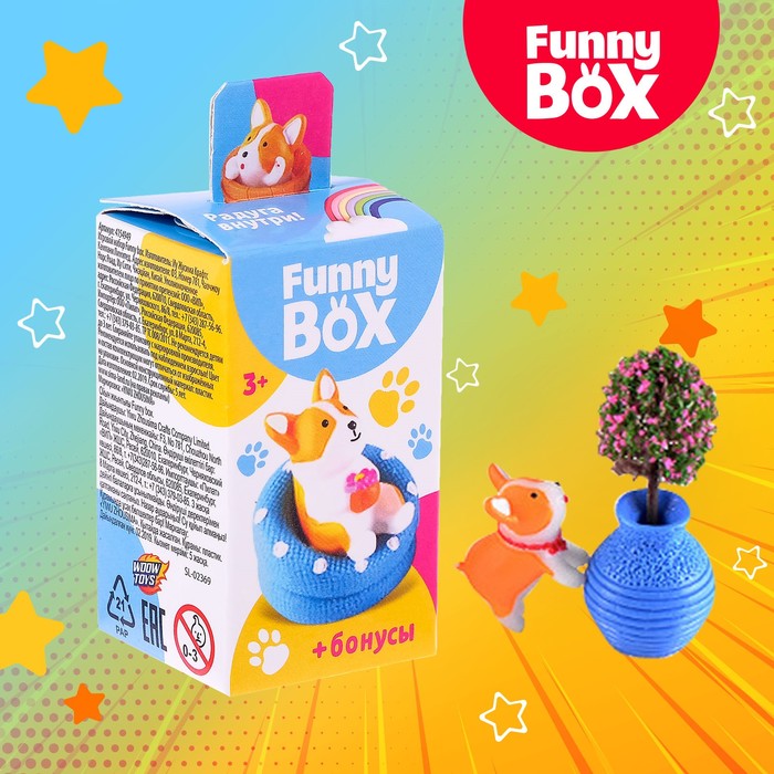 фото Фигурка woow toys funny box собачки радуга, инструкция, наклейки