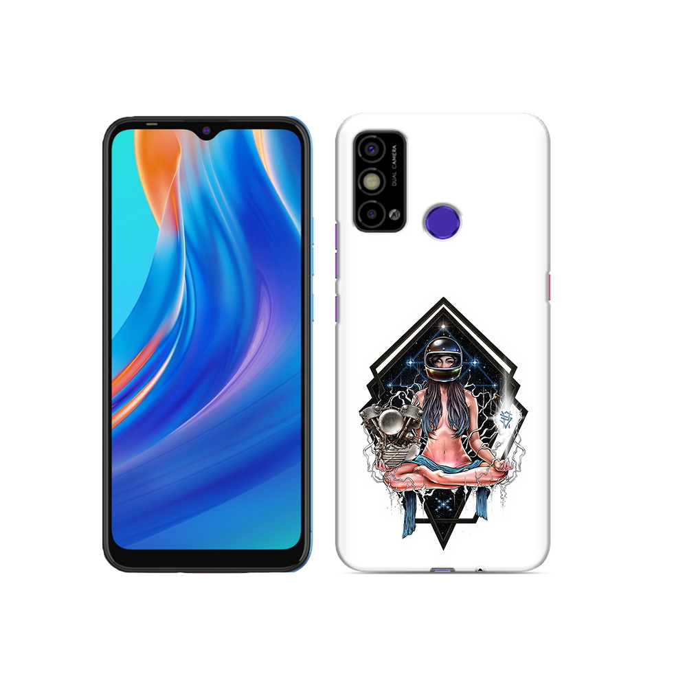 

Чехол MyPads Tocco для Tecno Spark Go красивая девушка в шлеме, Прозрачный, Tocco