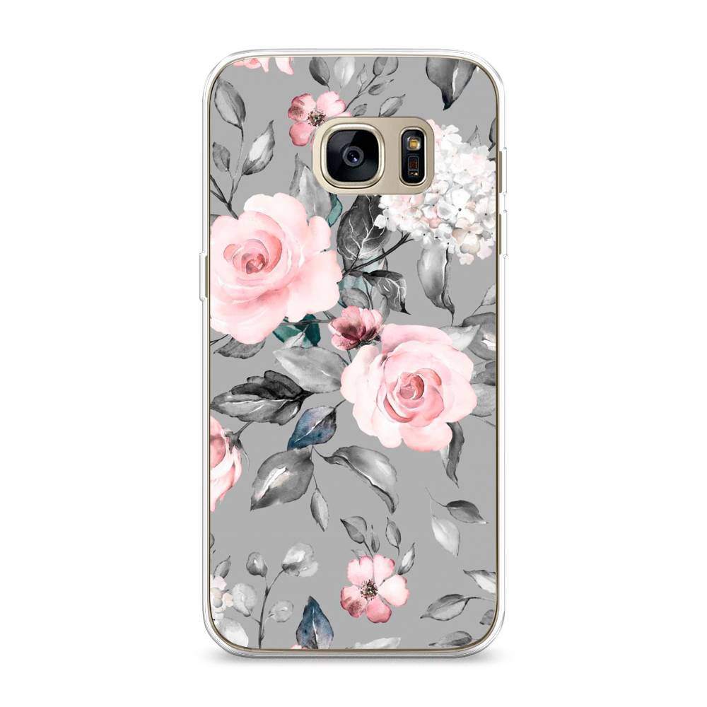 фото Чехол awog "розы на сером" для samsung galaxy s7 edge