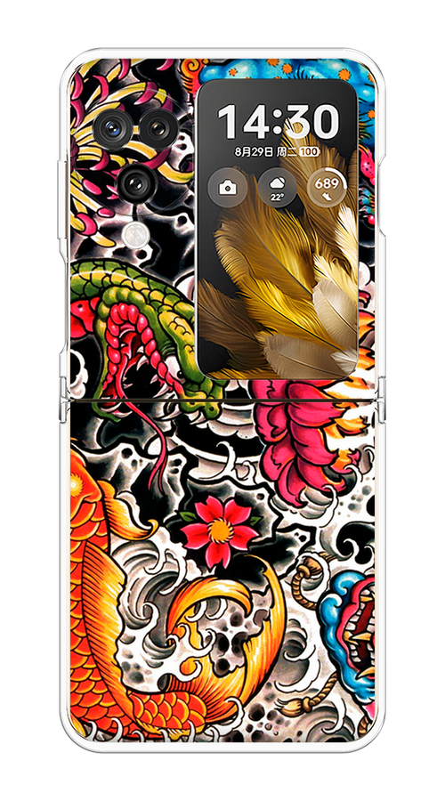 

Чехол на Oppo Find N3 Flip "Японское искусство", Красный;оранжевый;голубой, 2517250-1