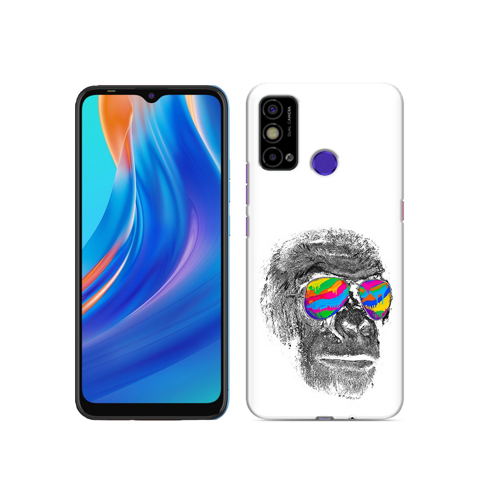 

Чехол MyPads Tocco для Tecno Spark Go крутая обезьяна в очках, Прозрачный, Tocco