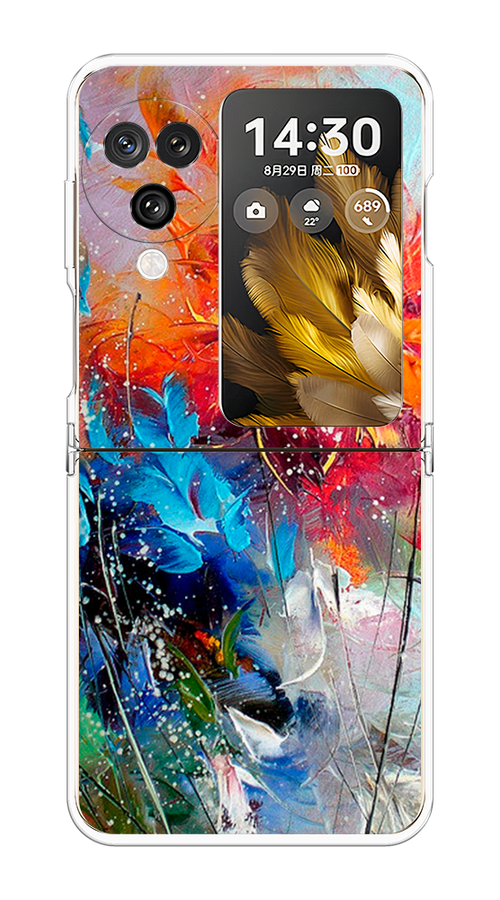 

Чехол на Oppo Find N3 Flip "Абстрактные цветы", Оранжевый;синий, 2517250-1