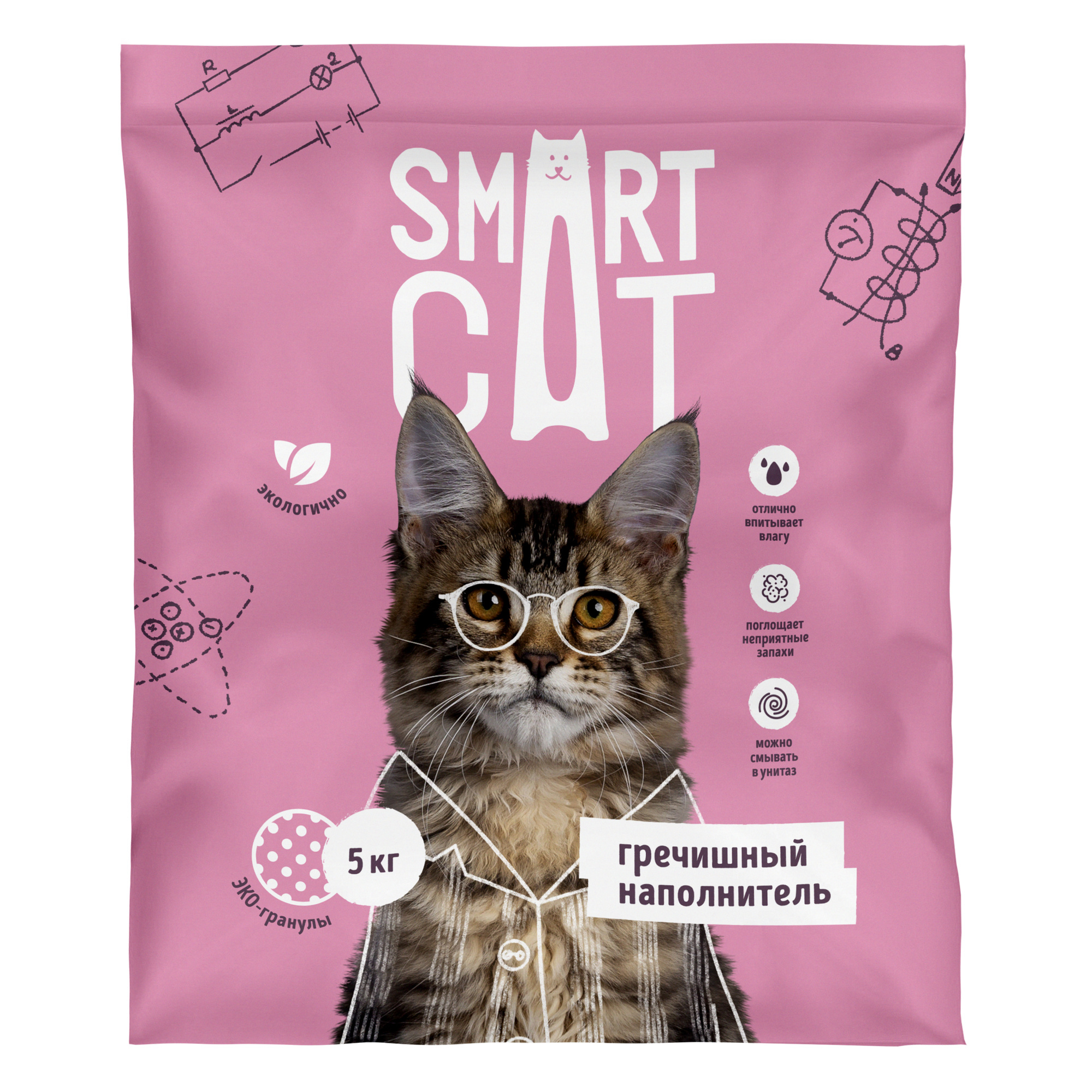 Впитывающий наполнитель Smart CAT гречишный, 5 кг