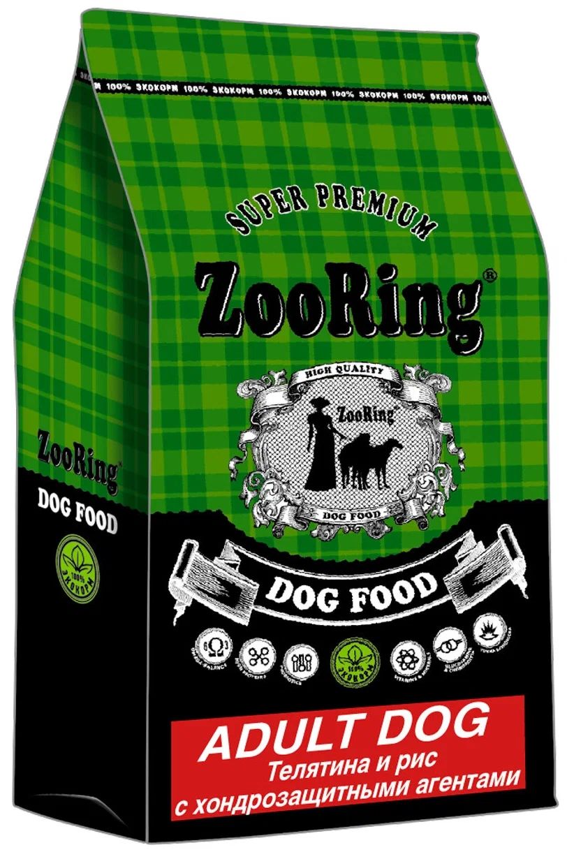 Сухой корм для собак ZOORING ADULT DOG с телятиной и рисом, для суставов, 2 кг