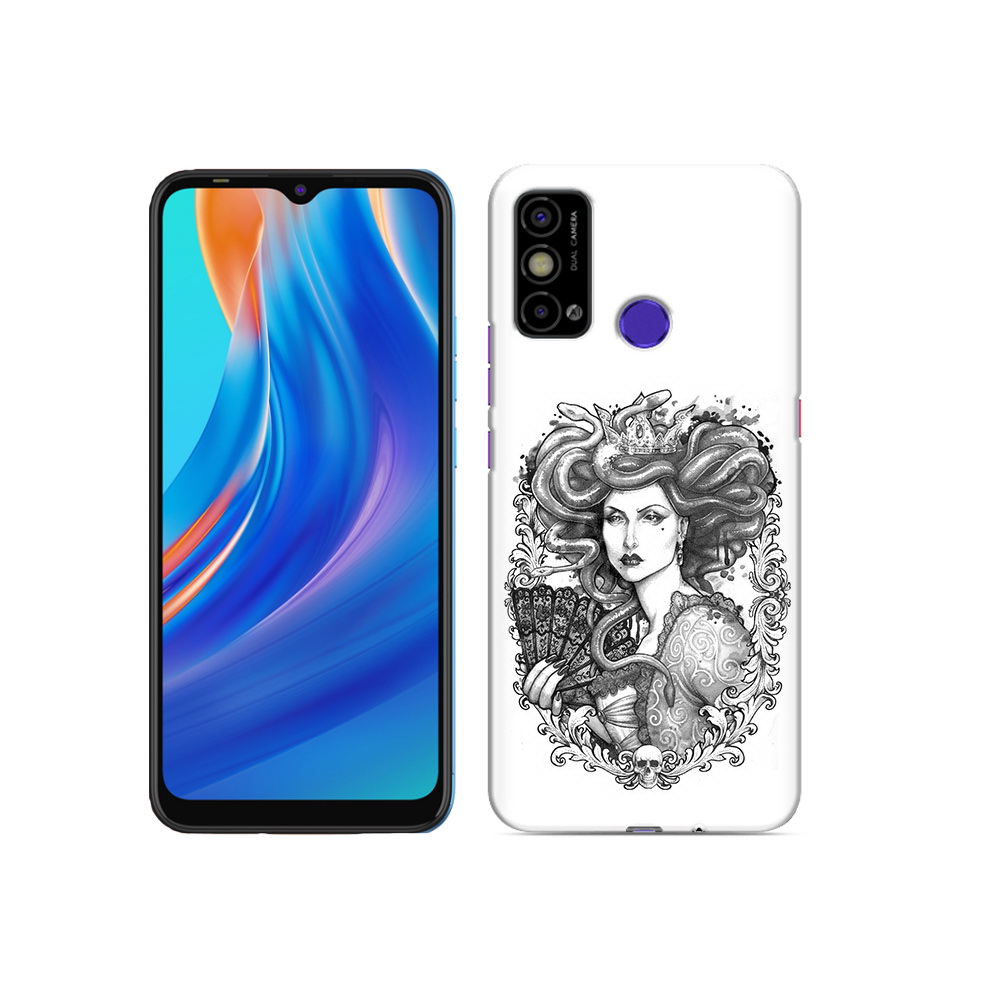 

Чехол MyPads Tocco для Tecno Spark Go медуза черно белый, Прозрачный, Tocco