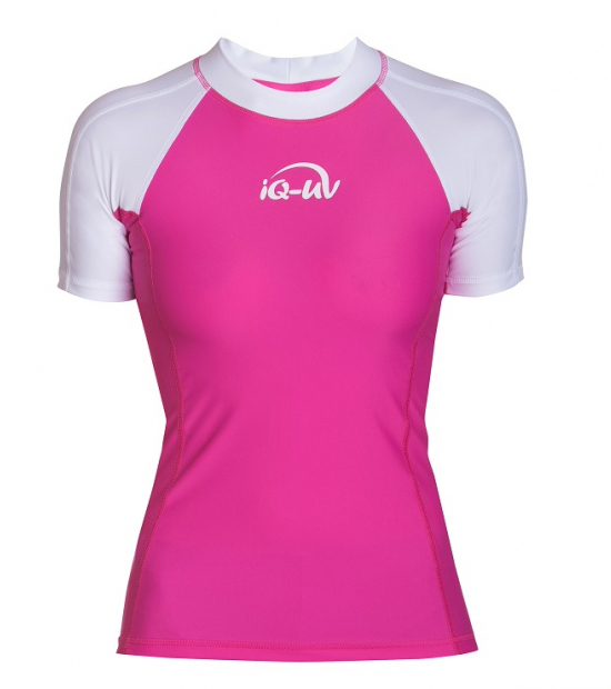 Футболка iQ UV Shirt Watersport S/S, white/pink, L