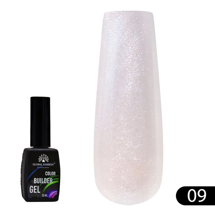 Цветной гель для ногтей Global Fashion, Color Builder Gel 09, 12 мл наклейки витражные снежинки 33 х 55 см