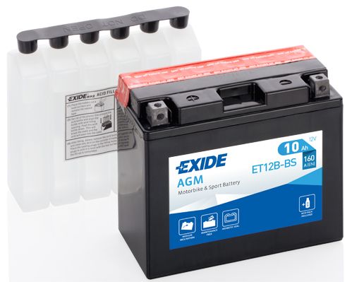 

EXIDE ET12B-BS аккумулятор рус 10Ah 160A 150/70/130 moto AGM сухозар. с упаковкой электрол, EXIDE ET12B-BS аккумулятор рус 10Ah 160A 150/70/130 moto AGM сухозар. с упаковкой электролита