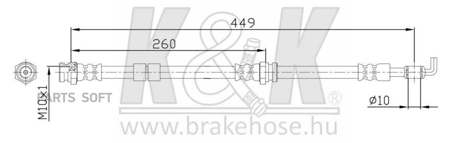 

K K FT0871 Шланг тормозной передн MAZDA: CX-7 (ER) 2.2 MZR-CD 09.09-