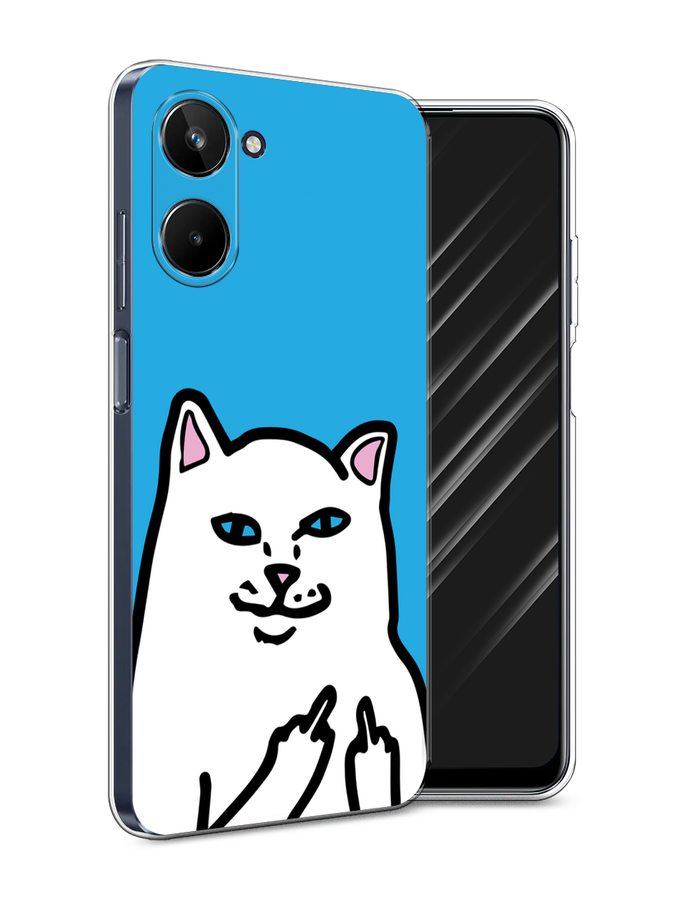 

Чехол Awog на Realme 10 5G "Кот жесть", Белый;голубой;черный, 2512650-9