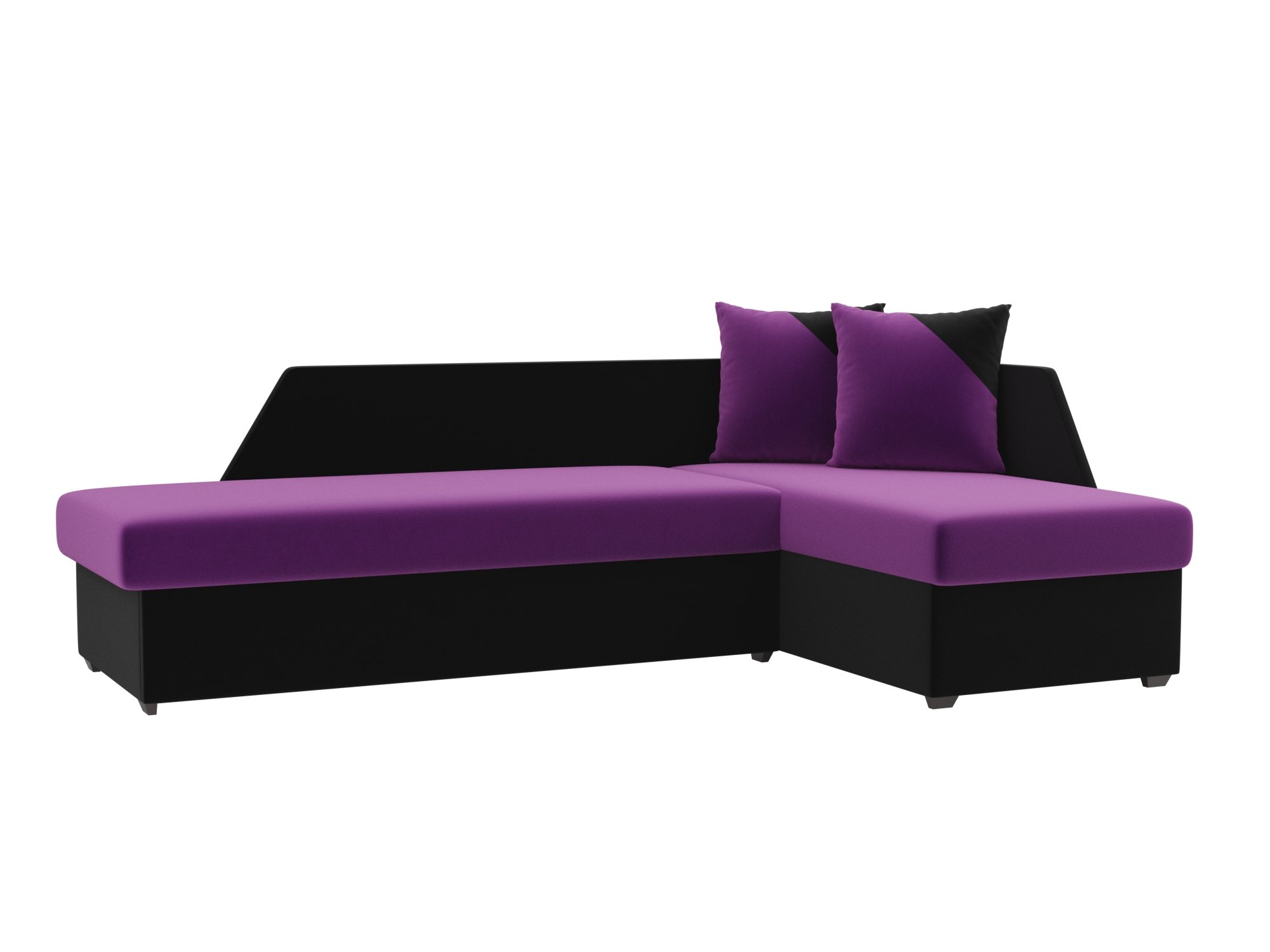 

Угловой диван Андора правый микровельвет фиолетовый/черный, Угловой диван Андора правый угол