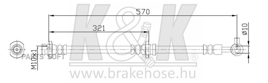 

K K FT1289 Шланг тормозной передн прав NISSAN: Murano (Z50) 3.5 4x4 08.03-